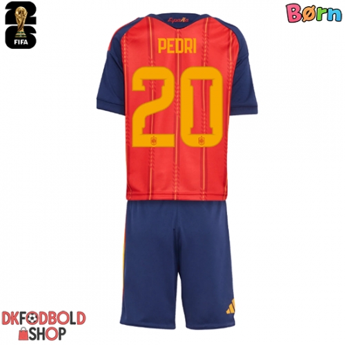 Spanien Pedri Gonzalez #20 Hjemmebanesæt Børn VM 2026 Kort ærmer (+ korte bukser)